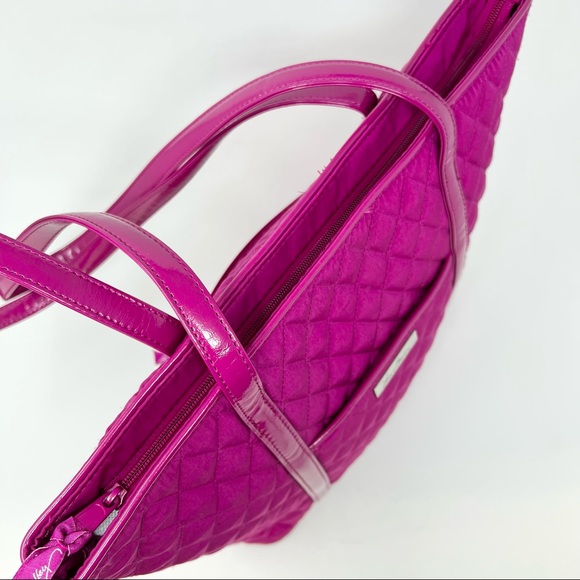 Vera Bradley Solid Fuchsia Quilted Tote Shoulder Bag - Picture 4 of 11